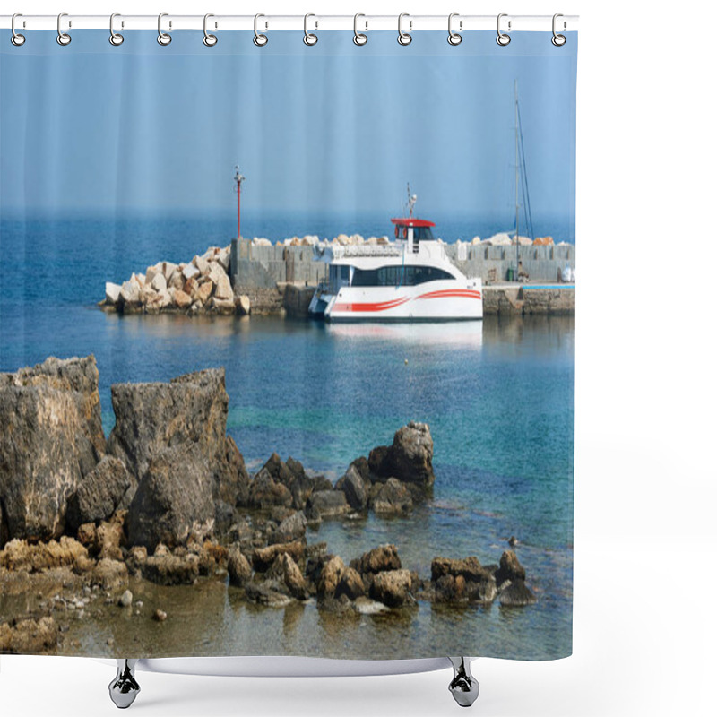 Personality  Fast Ferry At The Lagoon Of Tabarca Island. Spain Shower Curtains