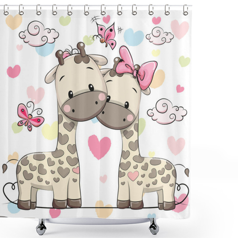 Personality  Two Cute Giraffes Shower Curtains