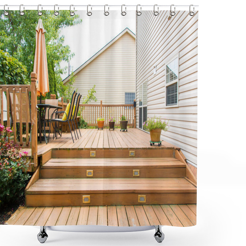 Personality  Patio And Garden Of Family Home Shower Curtains