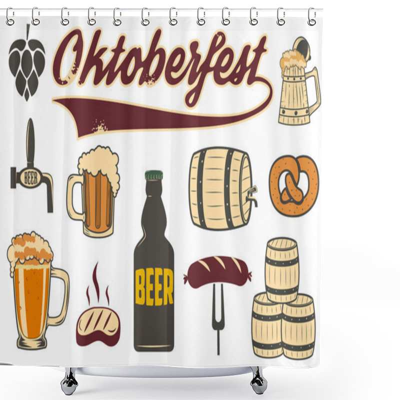 Personality  Set Of Beer Icons. Oktoberfest Icons Shower Curtains