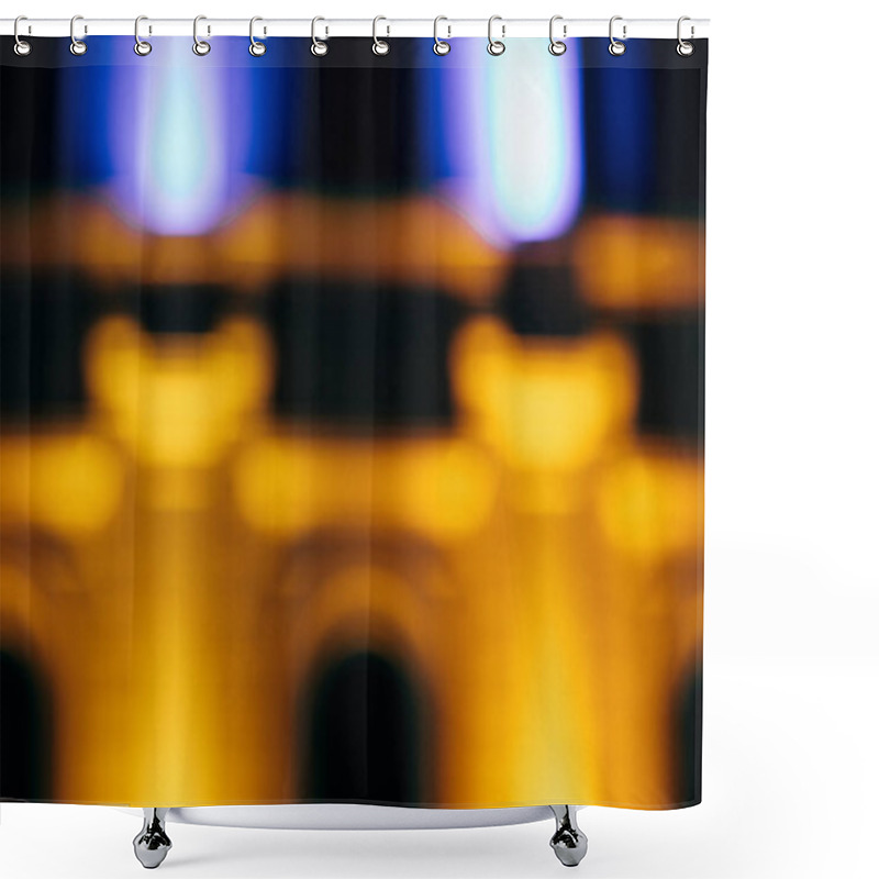 Personality  Close Up View Of Blurred City Building At Night Shower Curtains