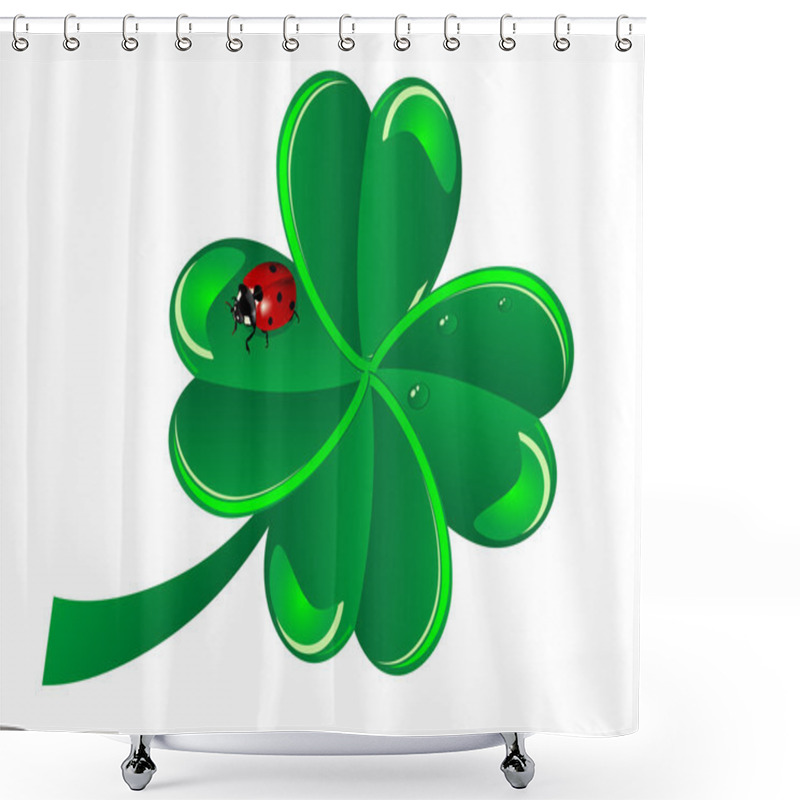 Personality  Four Leaf Clover With The Ladybug Shower Curtains