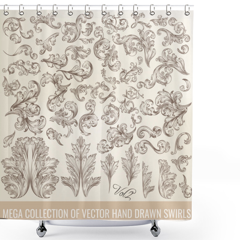 Personality  Collection Of Vector Hand Drawn Flourishes In Engraved Style. Me Shower Curtains