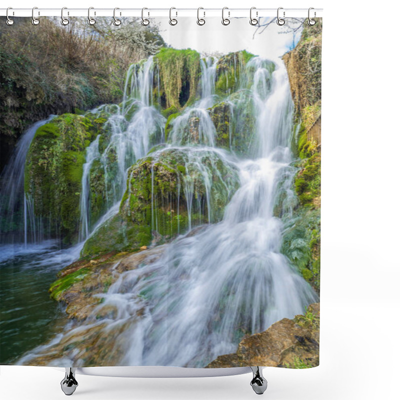 Personality  Paseo Del Molinar Path, Molinar River Waterfall, Tobera, Montes Obarenes-San Zadornil Natural Park, Las Merindades, Burgos, Castilla Y Leon, Spain, Europe Shower Curtains