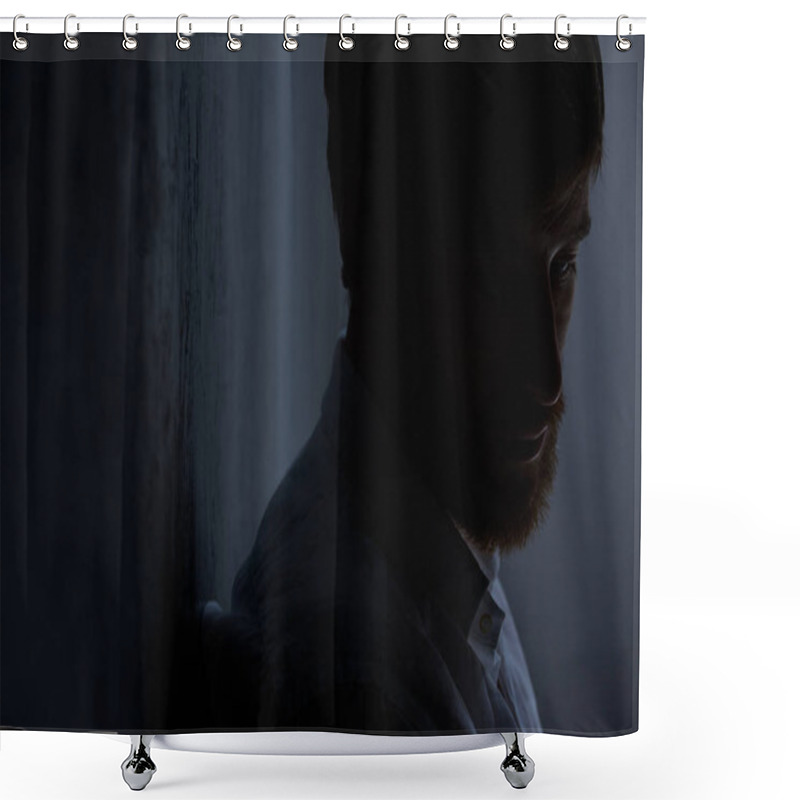 Personality  Face Of A Sad Man Shower Curtains