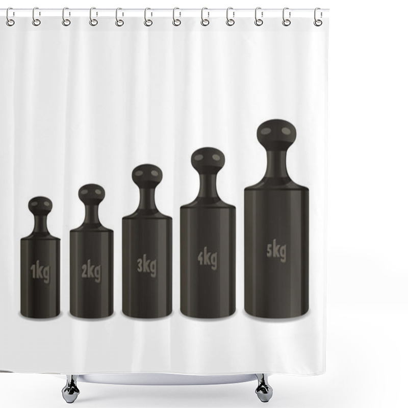 Personality  Vector Calibration Weights On A White Background. Shower Curtains