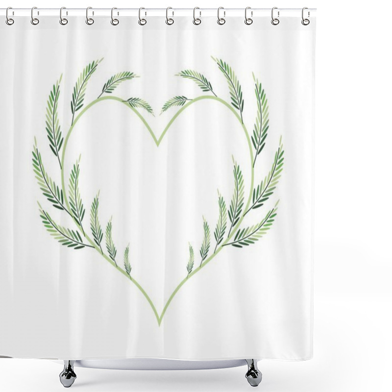 Personality  Lovely Green Vine Leaves In Heart Shape Shower Curtains