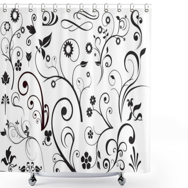 Personality  Floral And Swirls Shower Curtains