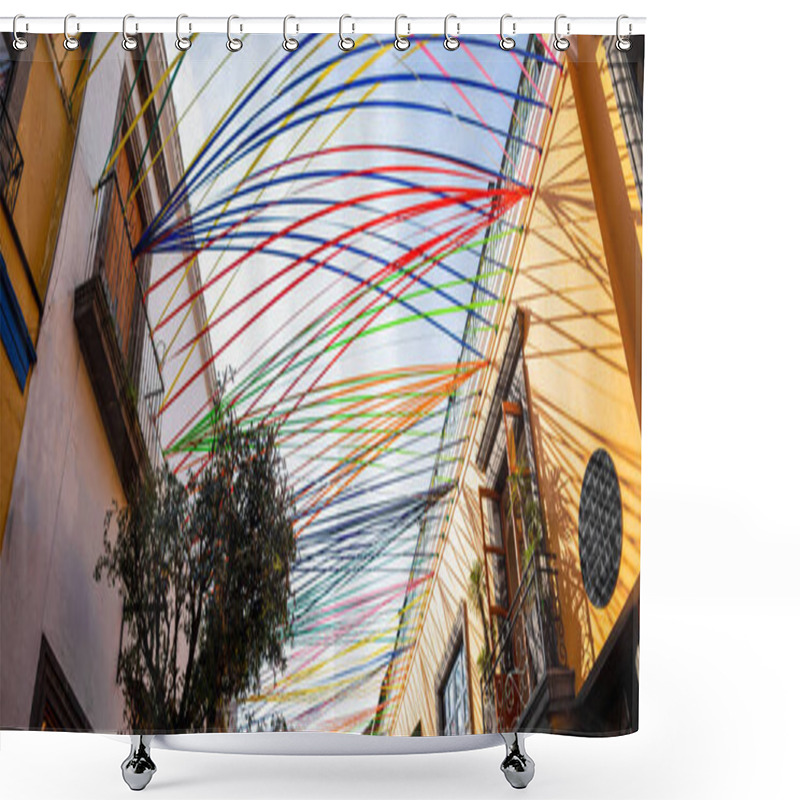 Personality  View Of The Building On Independencia, In The Mexican City Of Tlaquepaque, In Jalisco State Shower Curtains