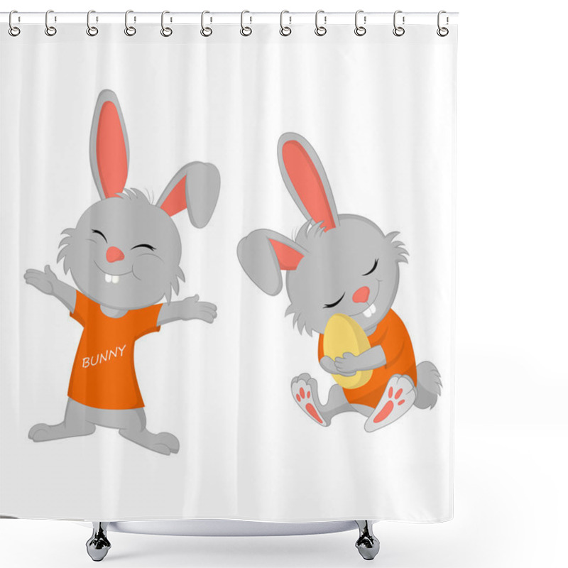 Personality  Bunny Easter.vector And Illustration Shower Curtains