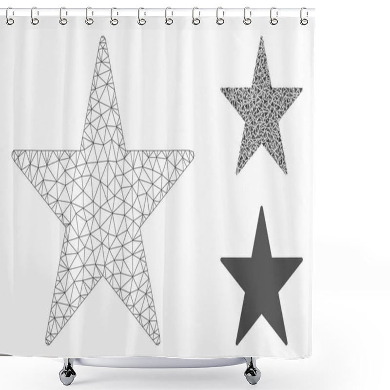 Personality  Star Vector Mesh Wire Frame Model And Triangle Mosaic Icon Shower Curtains