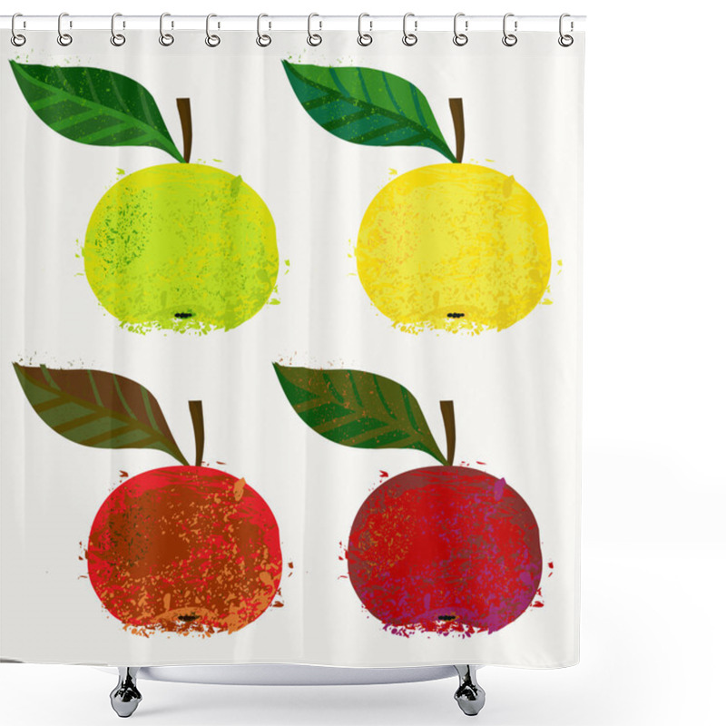 Personality  Vector Illustration Of Apple Fruits Shower Curtains