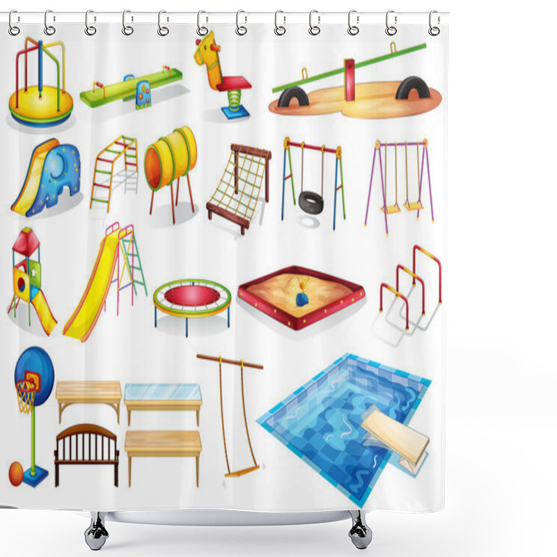 Personality  Playground Equipments Shower Curtains