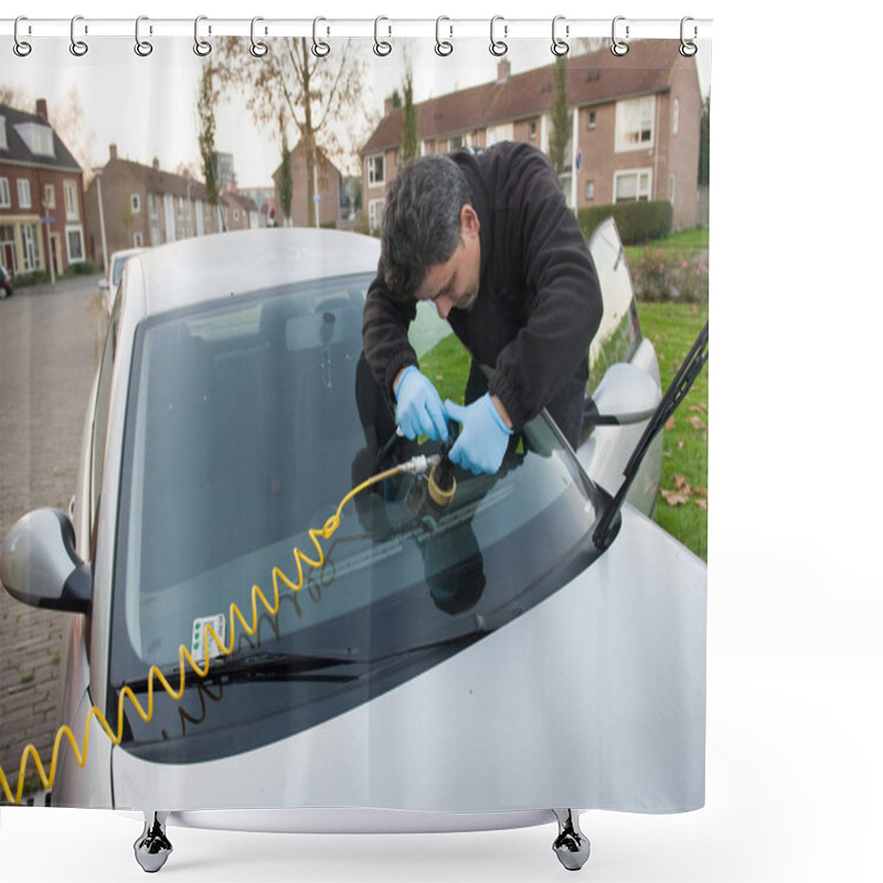 Personality  Serviceman From Carglass Shower Curtains