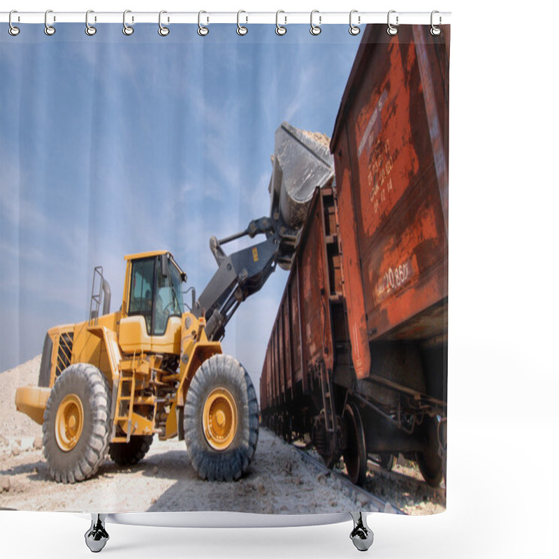 Personality  Excavator Loads Gravel Shower Curtains