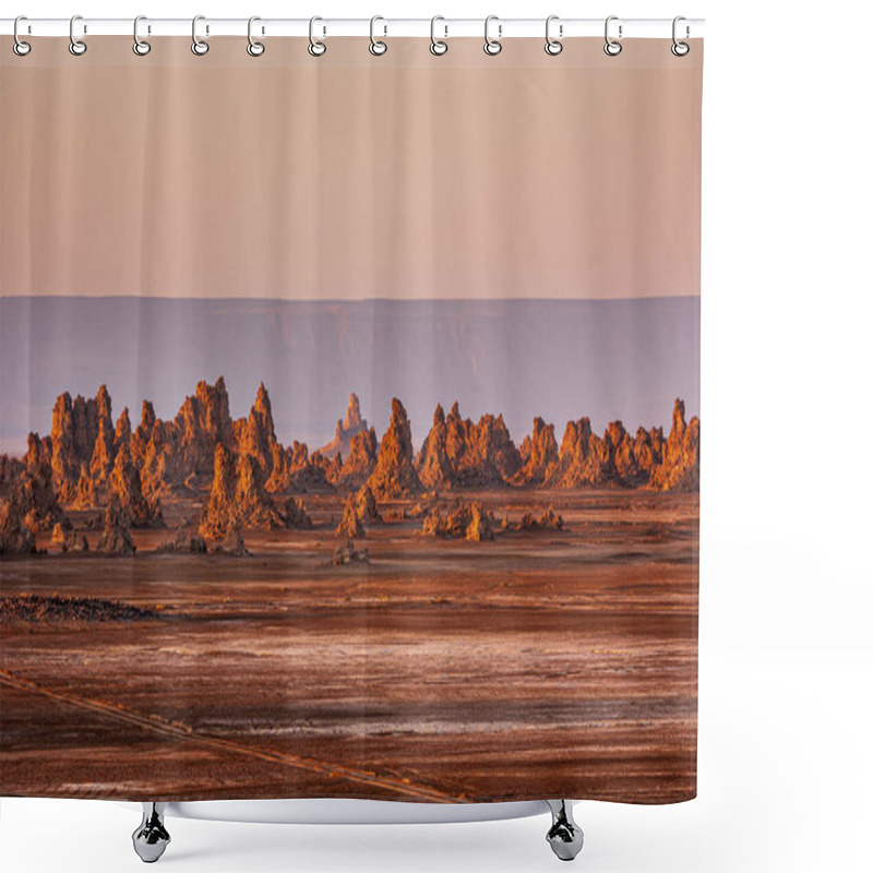 Personality  Sizzling Limestone Chimneys At Lake Abhe In Djibouti Shower Curtains