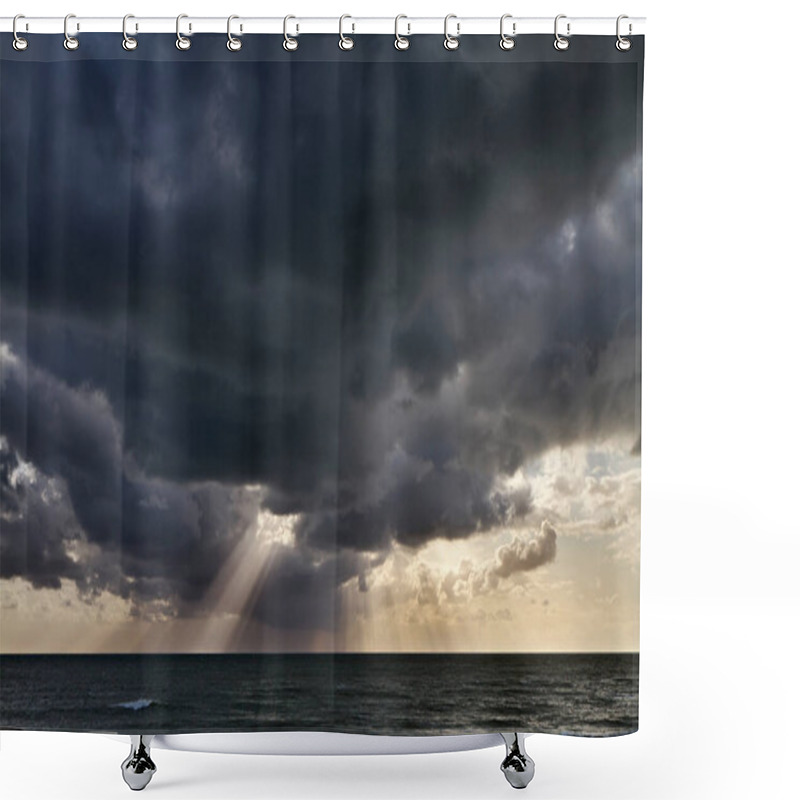 Personality  Italy, Sicily, Mediterranean Sea, Southern Coast, Dark Clouds In The Sky Shower Curtains