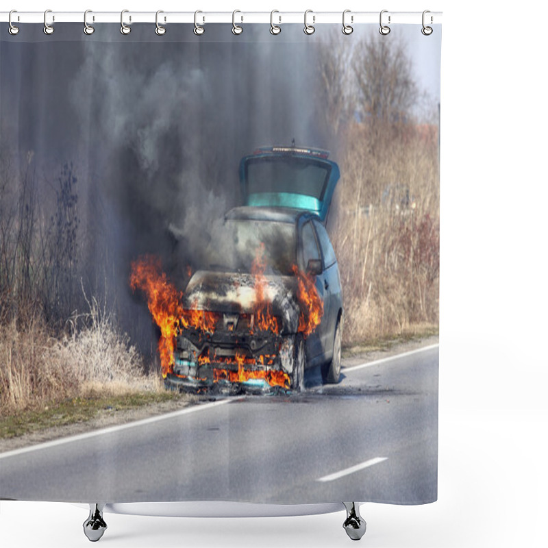 Personality  Burning Car Shower Curtains