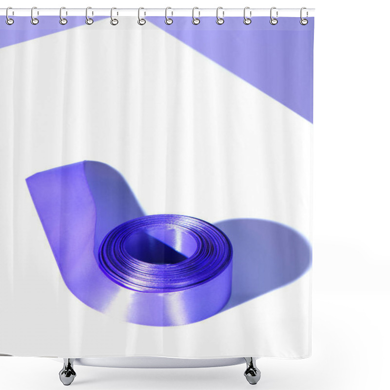 Personality  Decorative Purple Ribbon, On White Surface Shower Curtains