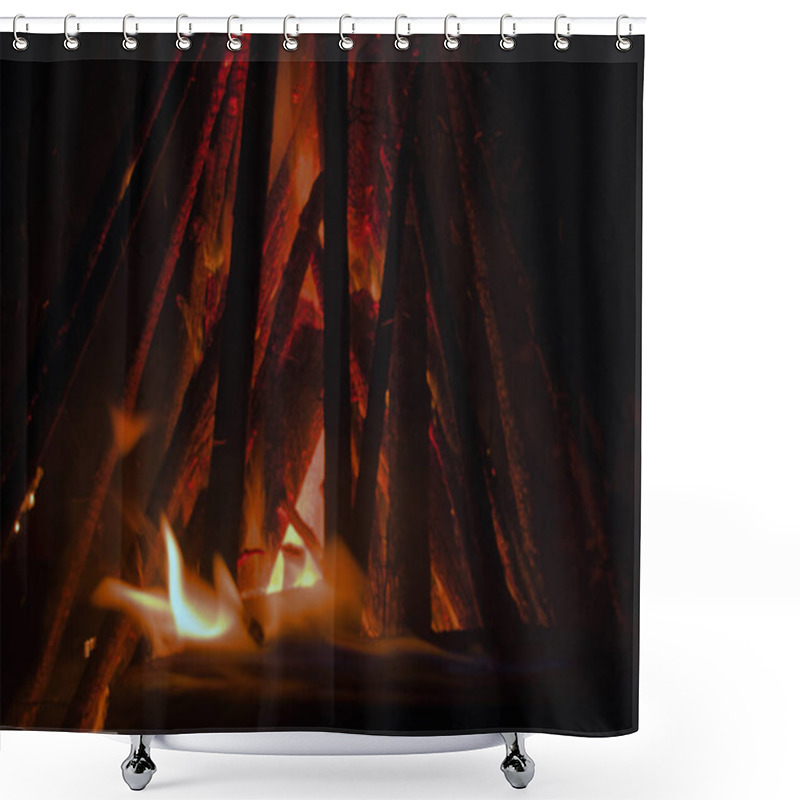 Personality  Element Of Fire, Huge Night Fire On Holiday. Dance Sparks, Pyromania, Zoroastrianism Shower Curtains