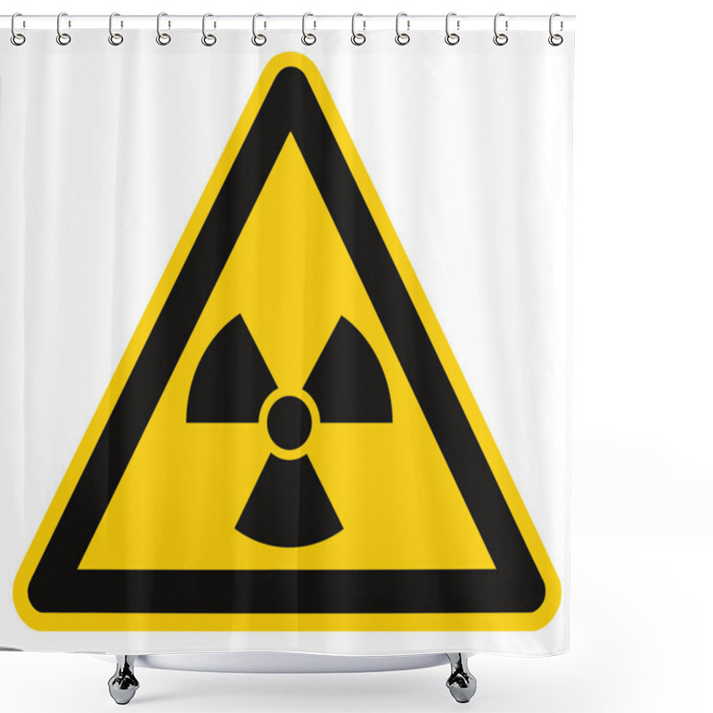 Personality  Radiation Hazard Symbol Sign Of Radhaz Threat Alert Icon Label, Isolated Black Yellow Triangle Signage Macro, Large Detailed Closeup Shower Curtains