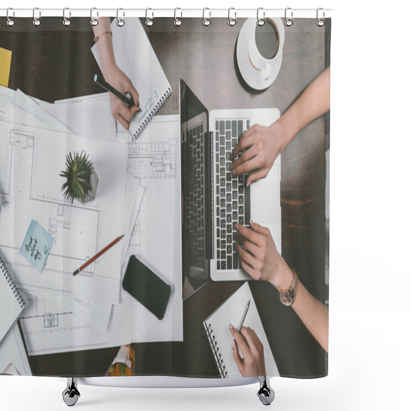 Personality  Businesswomen Working At Workspace Shower Curtains