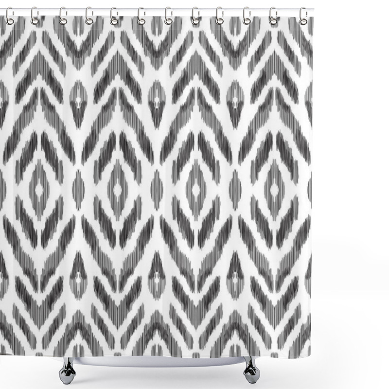 Personality  Black And White Ikat Seamless Pattern. Shower Curtains