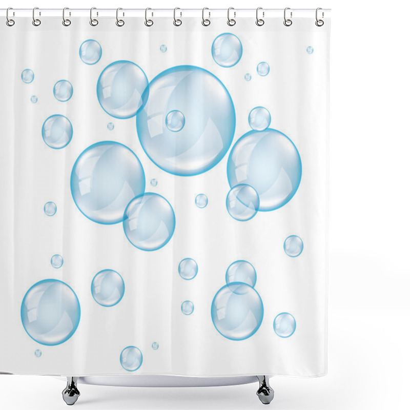 Personality  Transparent Soap Bubbles Photo Realistic Vector Shower Curtains