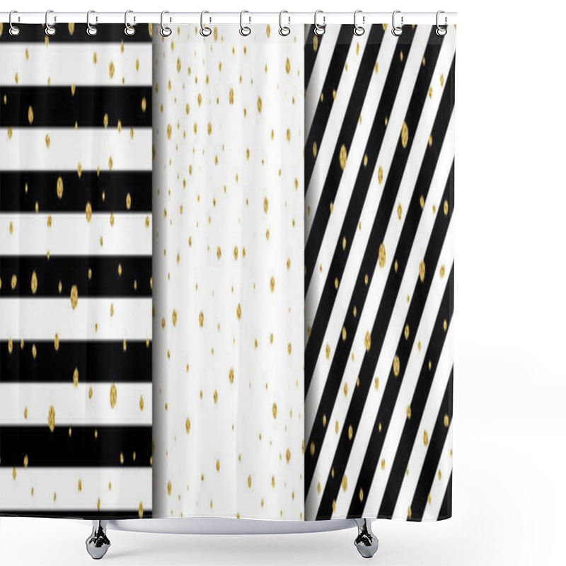 Personality  Set Of Christmas Gold Glitter Patterns Shower Curtains