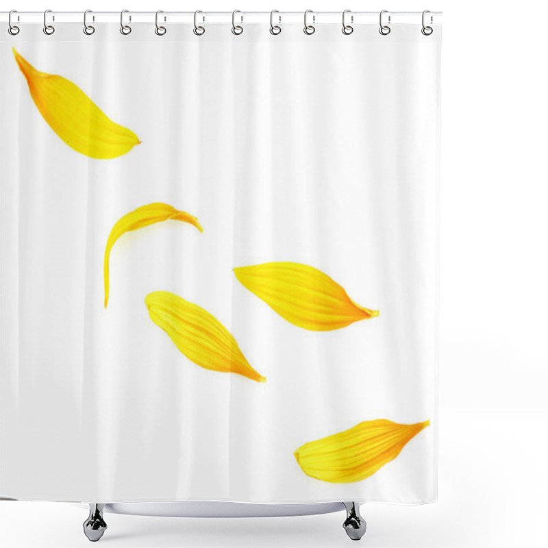 Personality  Fresh Yellow Petals Of Sunflower Isolated On A White Background. Shower Curtains