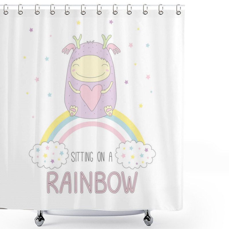 Personality  Cute Cartoon Monster Shower Curtains