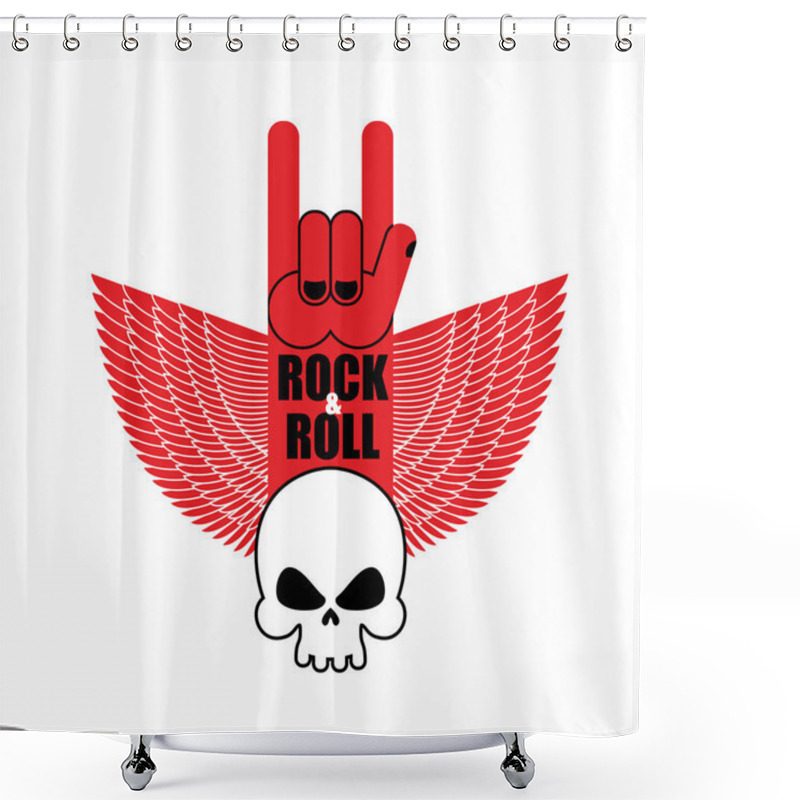 Personality  Rock And Roll Hand Sign And Wings With  Skull. Symbol For Lovers Shower Curtains