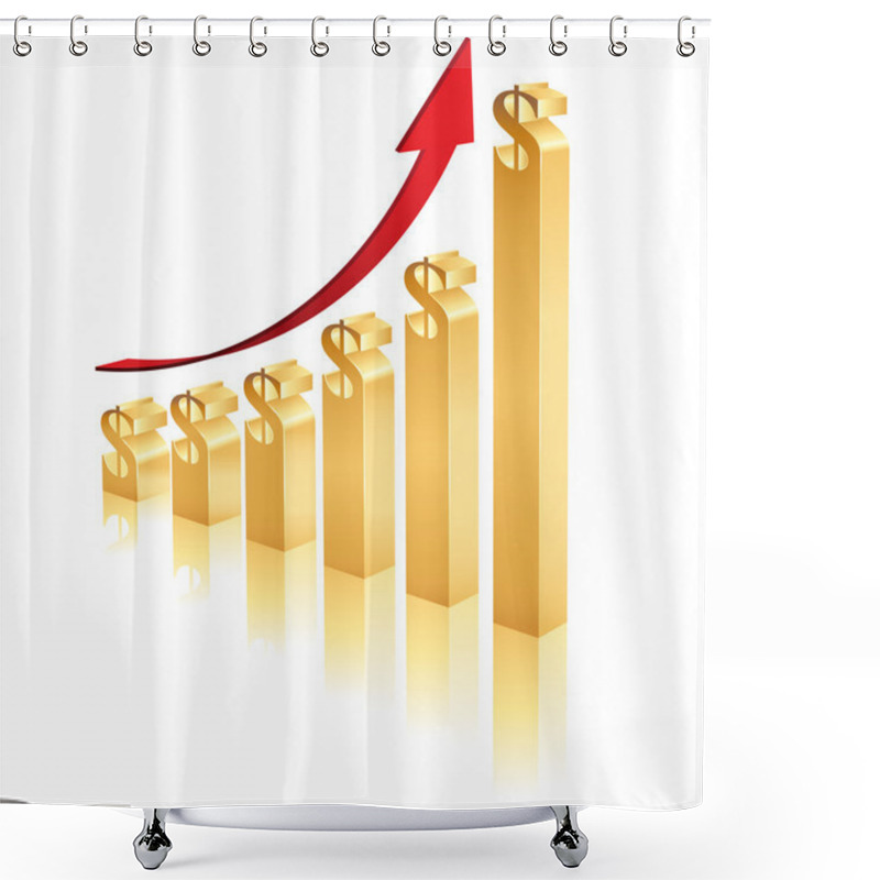 Personality  3D Raising Business Dollar Graph Shower Curtains