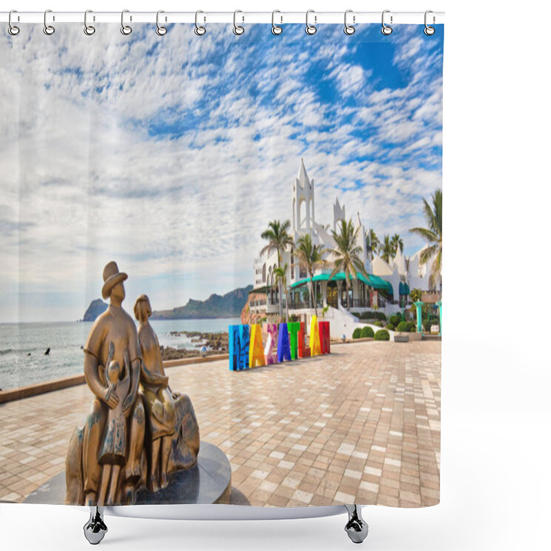 Personality  Mazatlan, Mexico-10 December, 2018: Big Mazatlan Letters At The Entrance To Golden Zone (Zona Dorada), A Famous Touristic Beach And Resort Zone In Mexico Shower Curtains