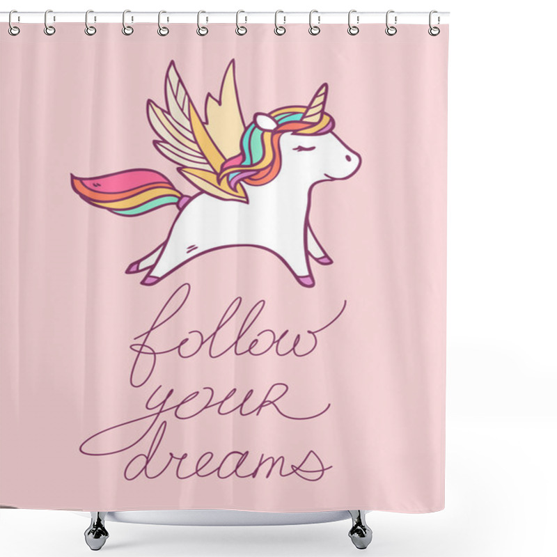 Personality  Illustration With Running Pegasus  Shower Curtains