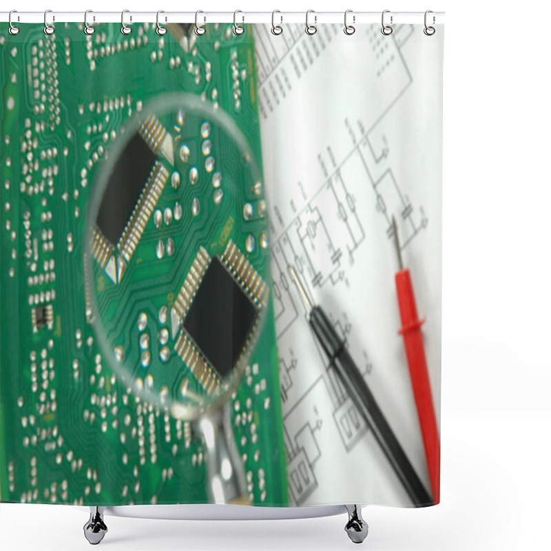 Personality  Microprocessors On Circuit Board Shower Curtains