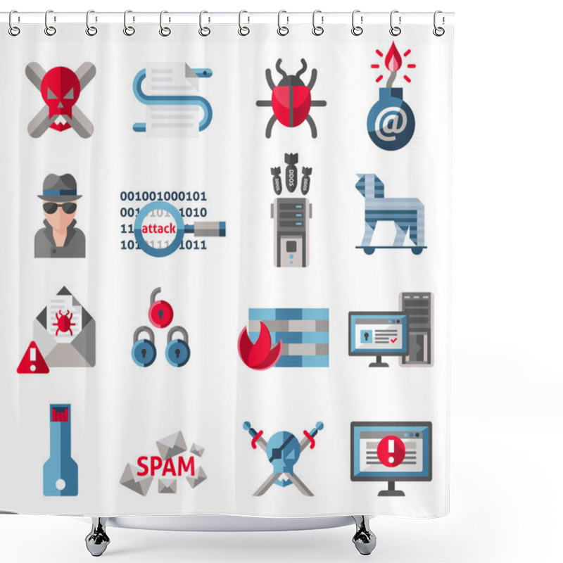 Personality  Hacker Icons Set Shower Curtains