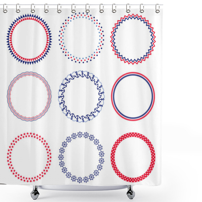 Personality  Nautical Circle Frames Shower Curtains