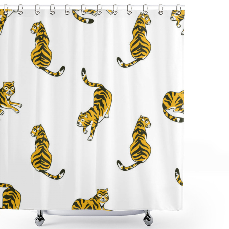 Personality   Seamless Pattern With Tigers Shower Curtains