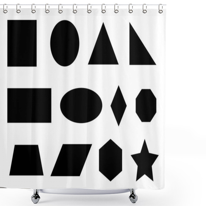 Personality  Set Of Simple Geometric Shapes Including Major Ones: Rectangle, Circle, Triangle. Shower Curtains