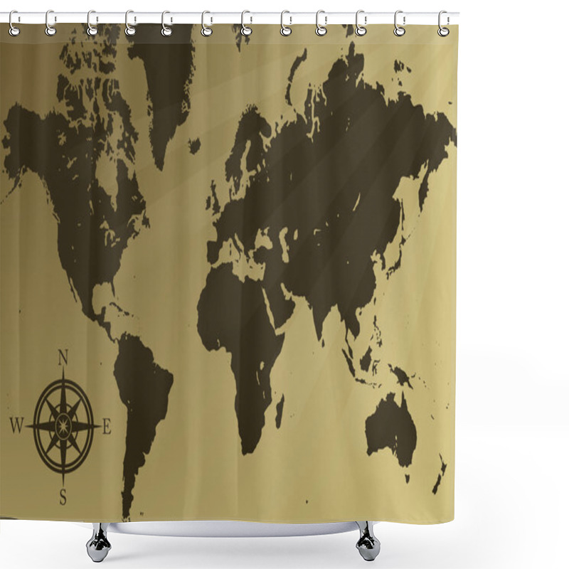 Personality  World Map Illustration Shower Curtains