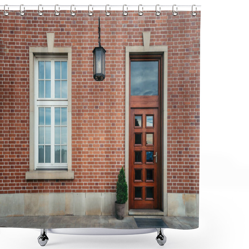 Personality  Red Brick Town House Shower Curtains