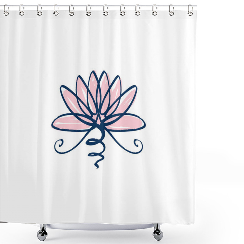 Personality  Lotus, Harmony And Universe Symbol, Sacred Geometry. Ayurveda And Balance Logo Or Label. Tattoo Design. Bohemian Art For Posters And Textile. Isolated Editable Illustration Shower Curtains