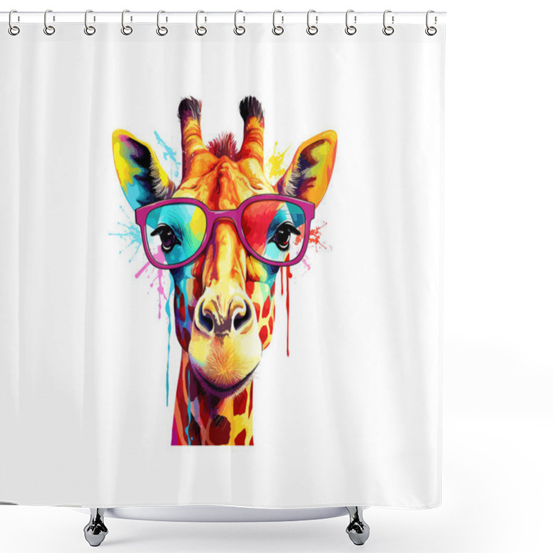 Personality  Funny Poster. Portrait Of A Giraffe. Vector Illustration Design. Shower Curtains