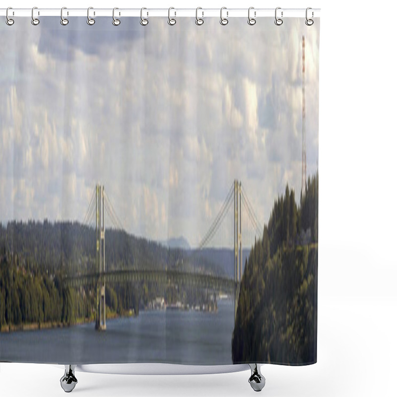 Personality  Tacoma Narrows Bridge Over Strait Of Puget Sound Connecting Tacoma And Kitsap Peninsula Daytime Scenic View Panorama Shower Curtains