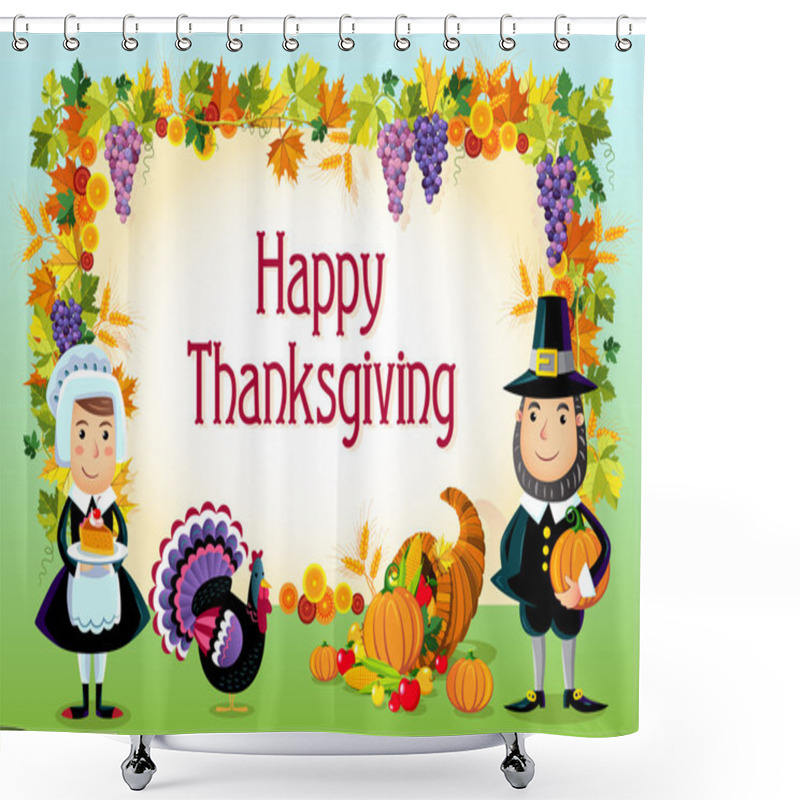 Personality  Happy Thanksgiving, Vector Background. Shower Curtains