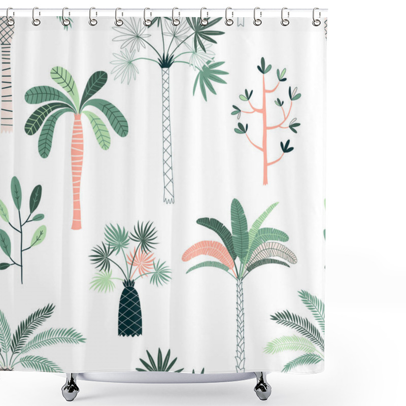 Personality  Palm Plantation Illustration Vector Seamless Pattern Shower Curtains