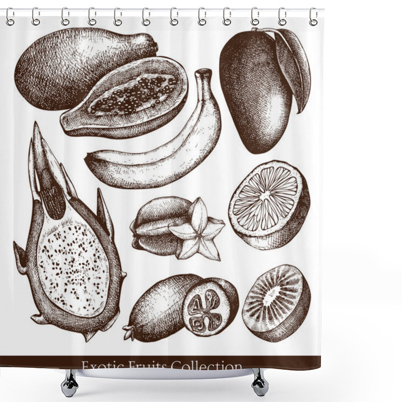 Personality  Hand Drawn Exotic Fruits Shower Curtains