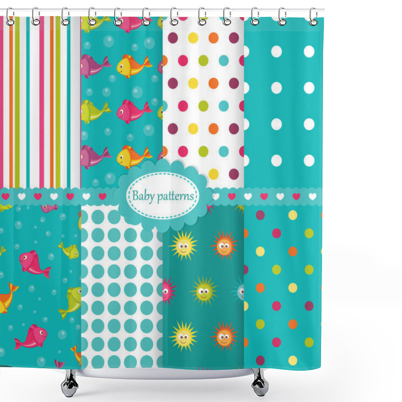 Personality  Set Of Baby Seamless Patterns Shower Curtains