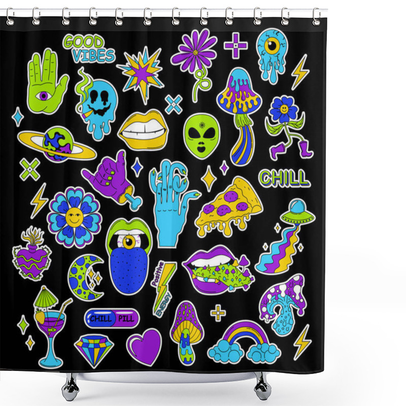 Personality  Cartoon Psychedelic Stickers Shower Curtains